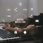 Marketing,Concept,With,Person,Using,Laptop,Computer,,Tablet,And,Smart